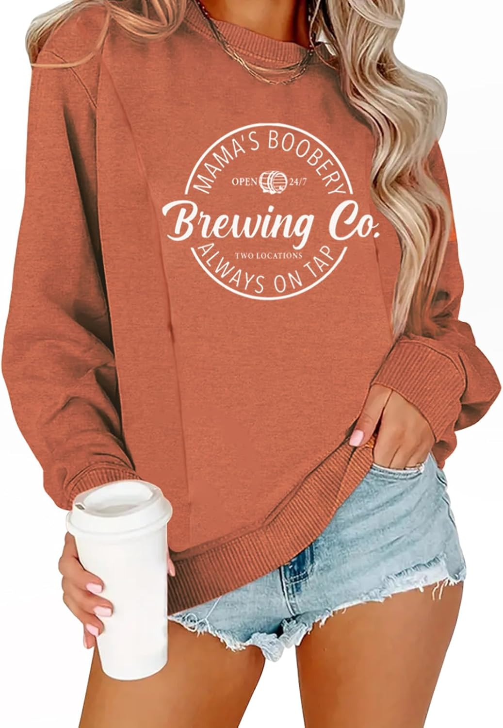 TAIUICY Women Maternity Nursing Sweatshirt Comfort Friendly Zip Breastfeeding Pullover Mama'S Boobery Always on Tap Sweater