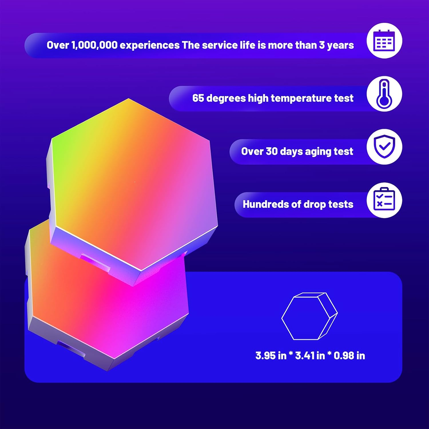 VATHUG Hex Lights, Hexagon Led Gaming Lights, Hexagon Lights for Wall Led with APP Smart Control Hex Led Tiles and Music Sync RGB, Led Wall Panel for Gaming Room, Bedroom, Led Wall Decor (3 Pack) image number 4