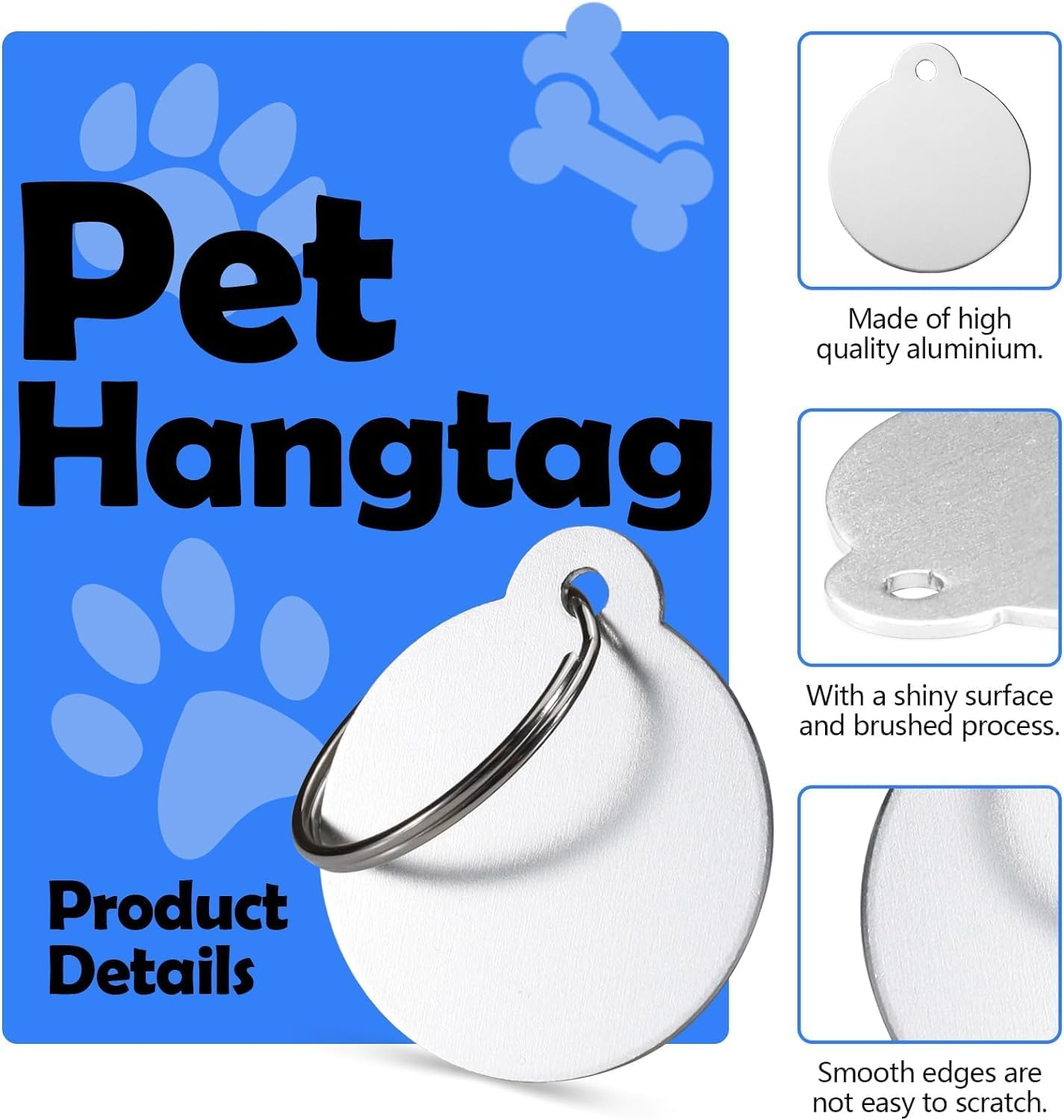 Beiqilian 25Pcs Blank Dog Tags for Engraving, 3.1Cm/1.2In Dog Name Tags Cat Pet ID Personalized, round Metal Stamping Blanks Aluminum Metal Tags with Key Ring Keychain image number 3