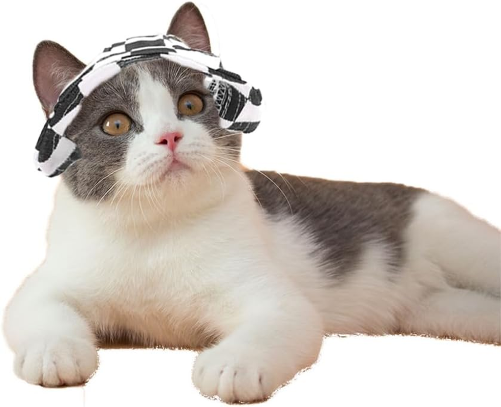 Pet Hat for Cats Dogs Only with Adjustable String Pet Hat Small Pet for Small and Medium Cats Birthday Party Costume Decoration,Summer Travel Hat with Ear Holes (M) image number 1