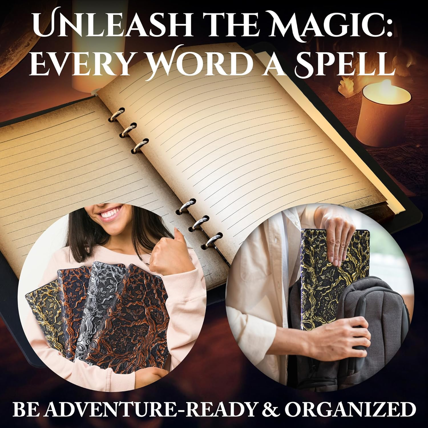DND Notebook Journal Refillable Binder - A5 Story Forge 400 Pages (200 Sheets) with Breathtaking 3D Tree of Life Design - Perfect for Dungeons and Dragons (D&D) with Bonus Tabs and Ruler (Bronze) - Bronze image number 6