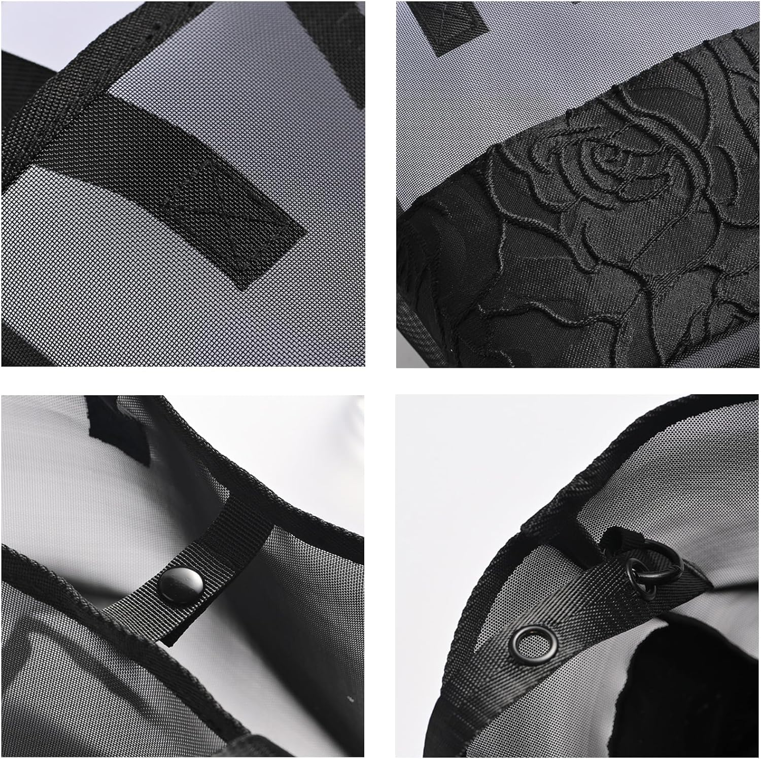 2 Pack Rose Pattern Mesh Makeup Bags, Thickened Transparent Toiletry Organizer Set, Portable Cosmetic Pouch for Women, Waterproof Travel Essentials Kit with Zipper Closure for Vacation & Travel image number 1