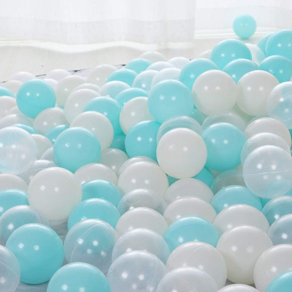 Playmaty 70 Pieces Colorful Pit Balls Phthalate Free BPA Free Plastic Ocean Balls Crush Proof Stress Balls for Kids Playhouse Pool Ball Pit Accessories 2.36Inches (70 Balls-Light Blue) image number 2