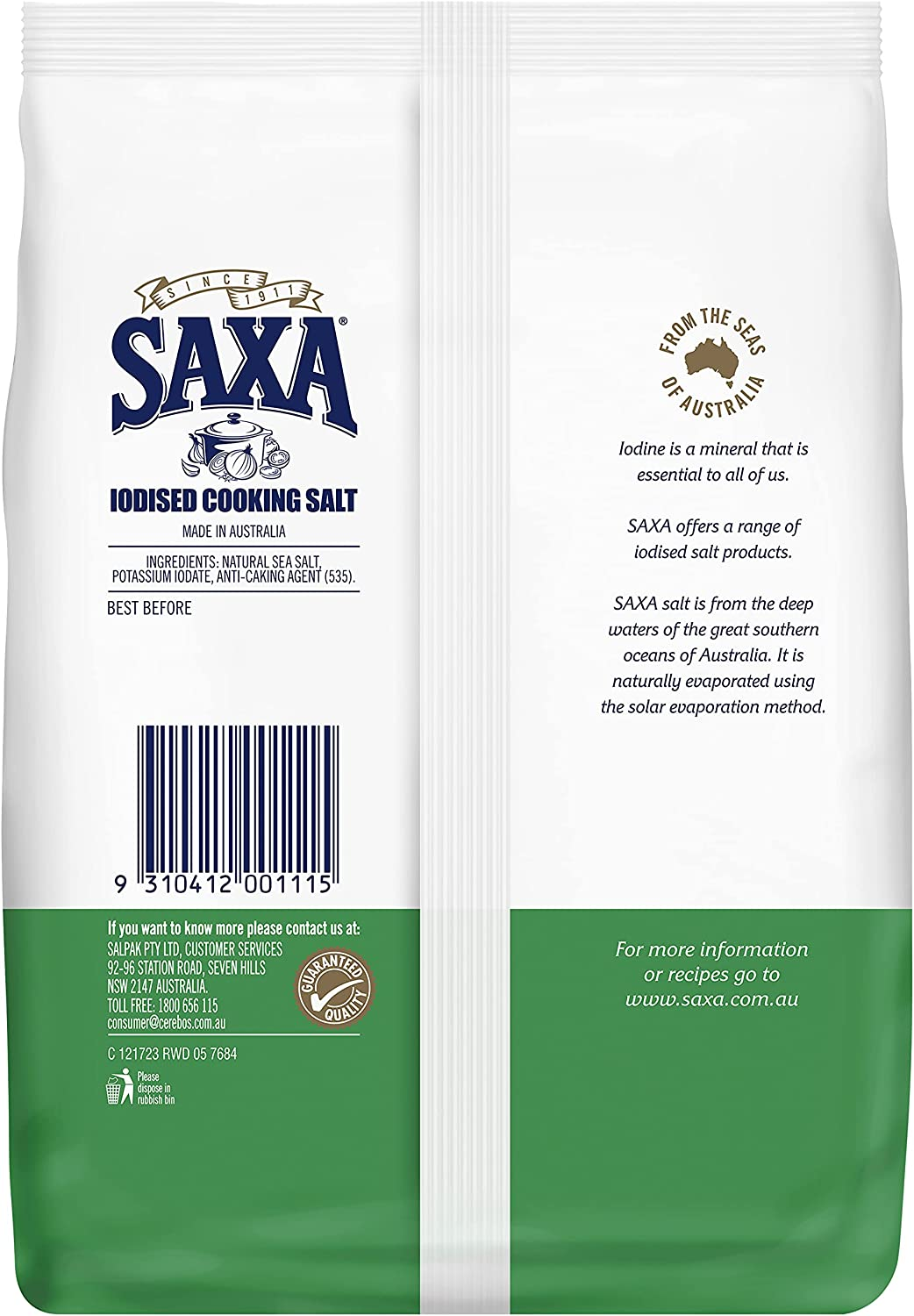 Saxa Iodised Cooking Salt Bag Catering Bulk Flavour for Cooking Saxa Seasoning Saxa Spice All Purpose Seasoning 1Kg image number 3