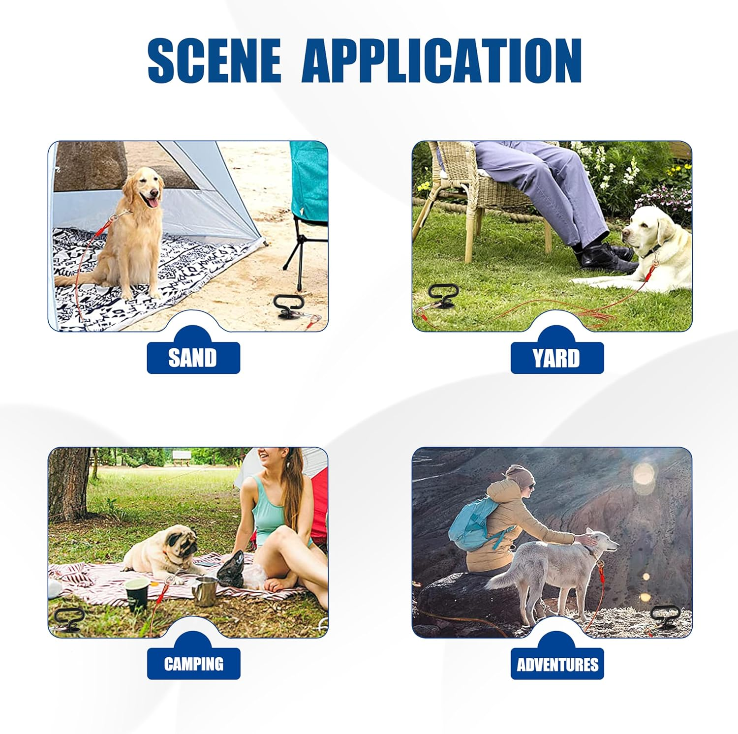 Eurmax USA Heavy-Duty Dog Tie Out Stake - Easy Installation Yard Leash Anchor for Outside, Portable Camping Ground Anchor for Large Dogs, Trampoline - 1-Pack (Black) - Black image number 3