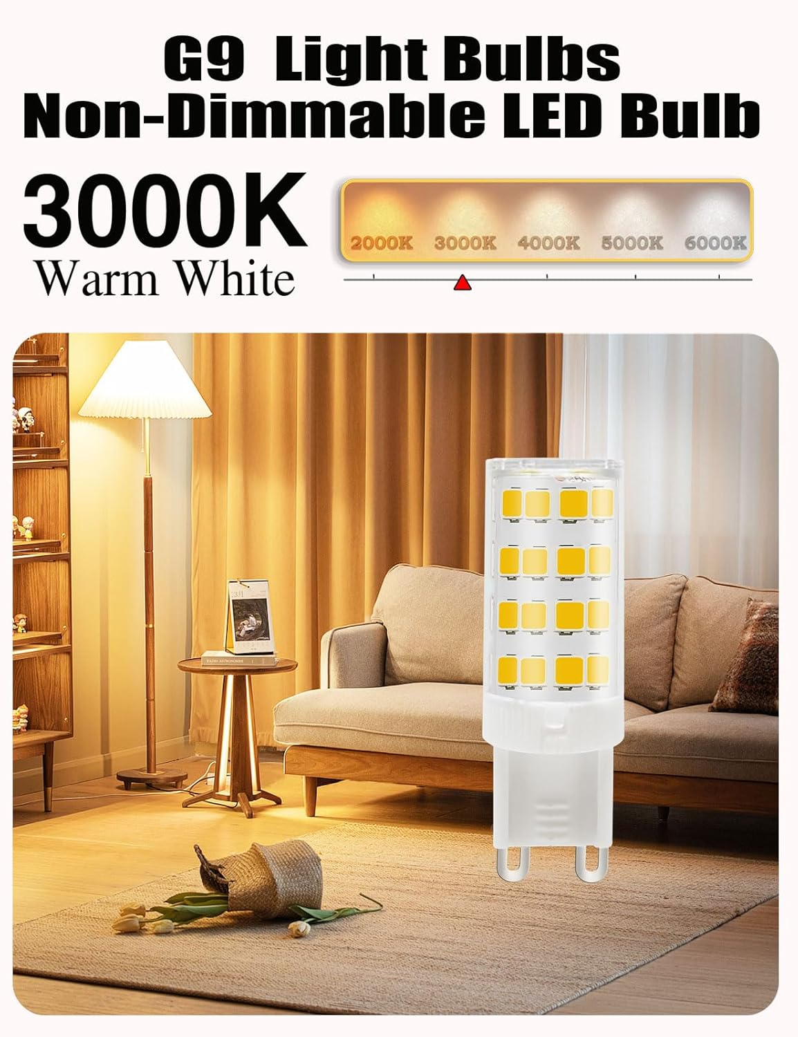 Wossluck G9 LED Bulbs, Warm White, 3 W, 400 LM, Replacement for 40 W Halogen Bulbs, Not Dimmable, AC85V-265V, Pack of 2 image number 4