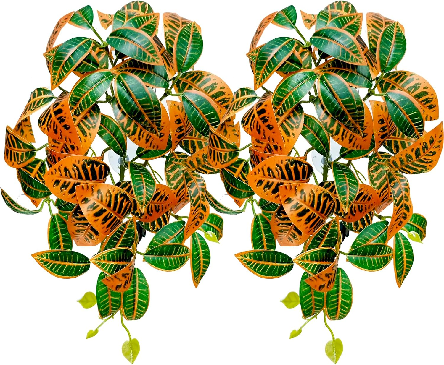 Woyrise Reptile Plants, Terrarium Hanging Plants Vines for Reptile Tank, Amphibian Habitat Leaves Decor with Suction Cup for Bearded Dragon Lizard Snake Gecko Frog Hermit Crab - 2Pcs Pink Heuchera