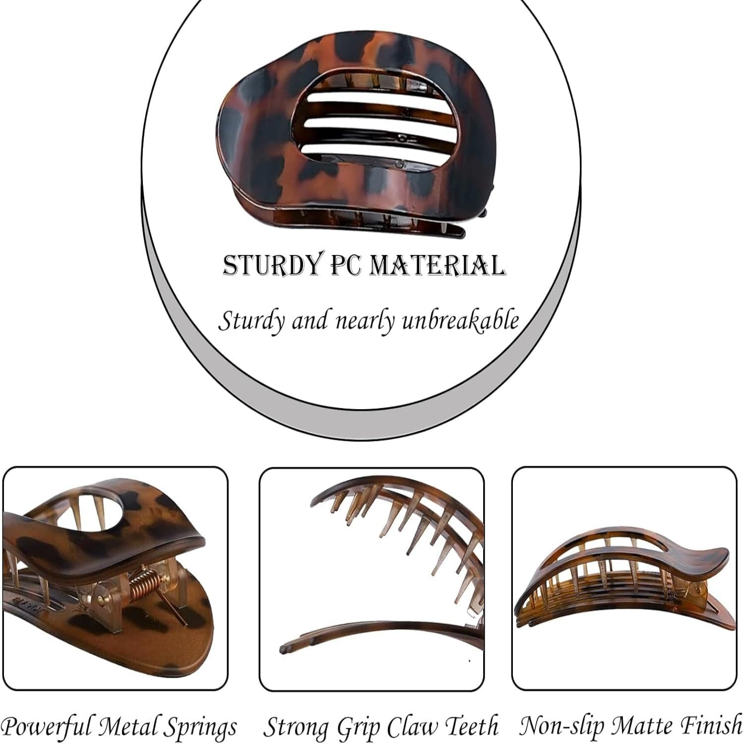 4-Piece Leopard Print Flat Clip, Suitable for Women of All Hair Sizes - Women'S Flat Hair Clip, Comfortable Curved Flat Hair Clip, Safe to Hold Hair, Can Be Worn in Various Occasions, Luxurious Daily Styling Accessory Gift Set (Red, Green, Gray, Beige)