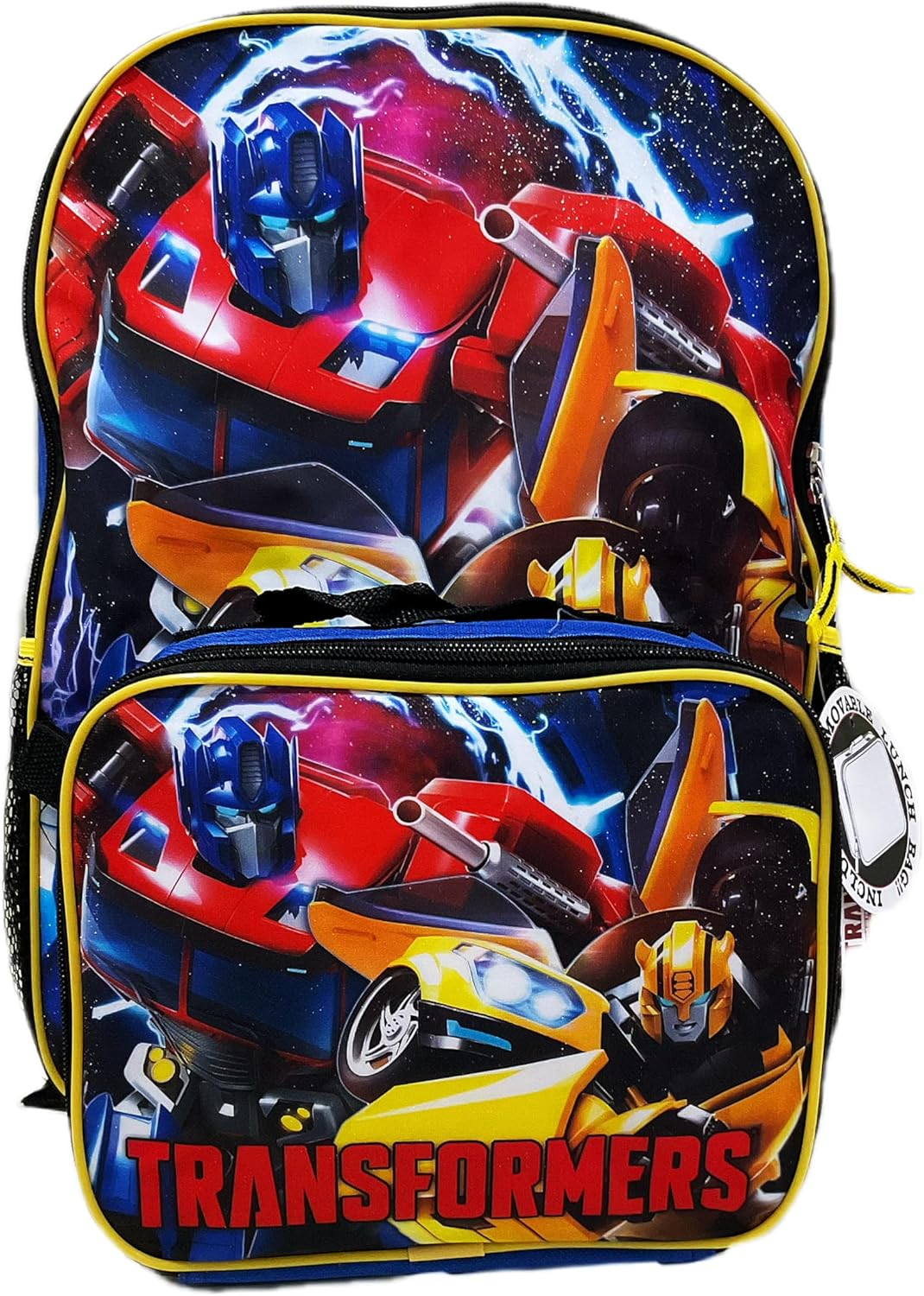 AI ACCESSORY INNOVATIONS Transformers Bumblebee & Optimus Prime Full Size 16 Inch Backpack with Detachable Lunch Box