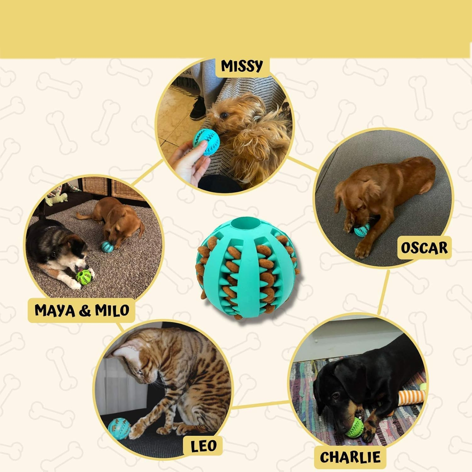 Mumoo Bear Treat Dispenser Dog Toy Ball | Interactive Dog Toys for Boredom | Dog Puzzle Toy | Stimulation Toy (Medium 7Cm/2.75In, Light Blue+Green, 2 Pack) image number 2