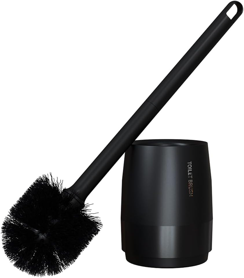 Toilet Bowl Brush and Holder Set for Bathroom, Toilet Cleaning Scrubber Cleaner Brush for Bathroom for Deep Cleaning with Stiff Plastic Bristle, Ventilated Holder (White)