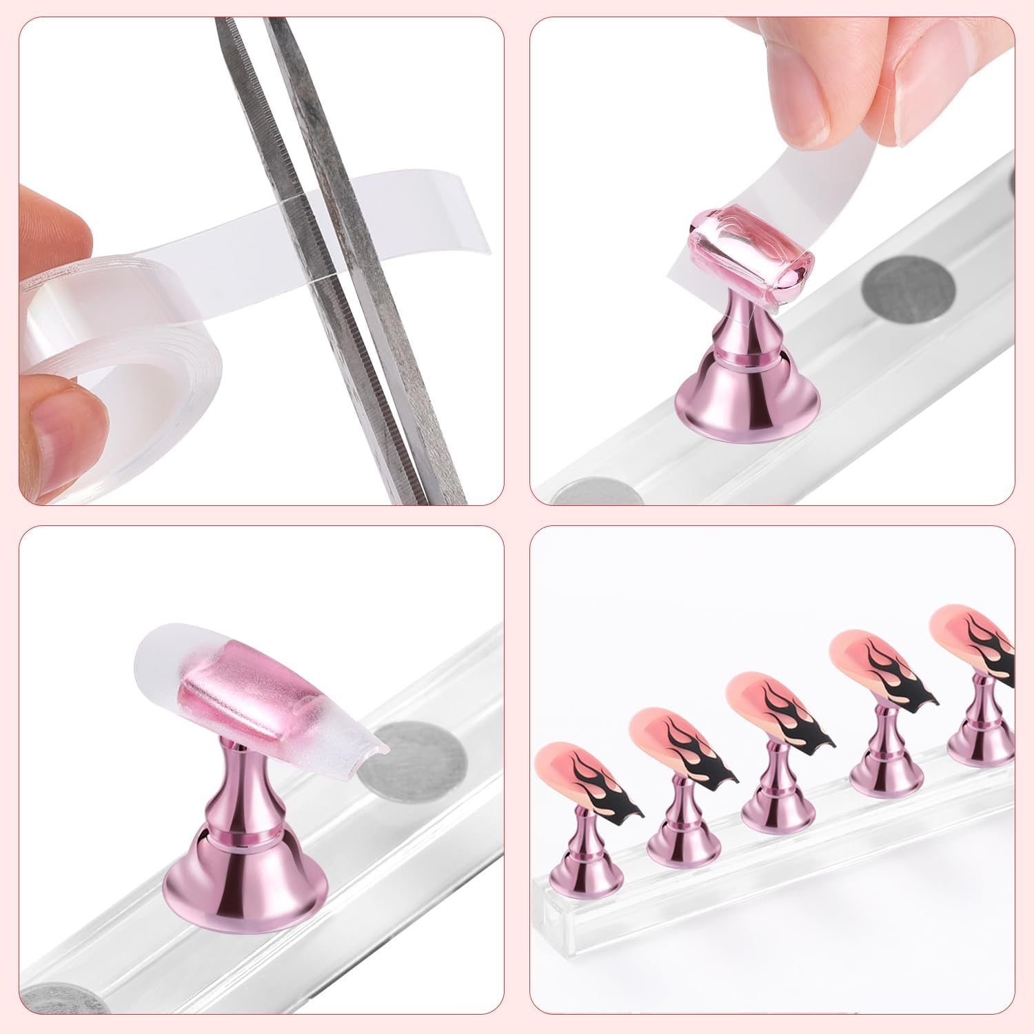 Etercycle Nail Stand Acrylic Nail Art Display Stand Practice Nail Holder for Painting Nails Magnetic Practice Stands with Double-Sided Tape for DIY Salon Supplies (Pink) - Pink image number 3