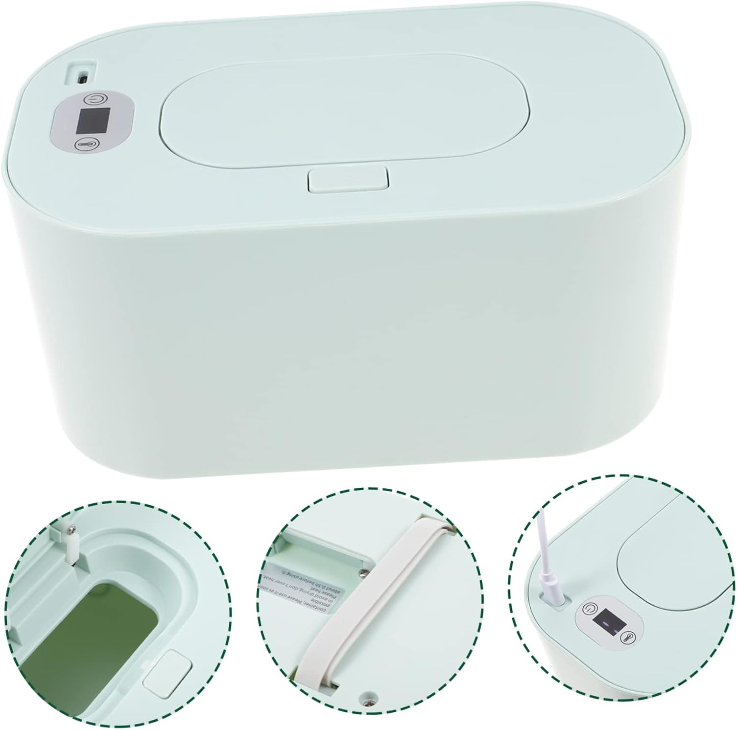 KOMBIUDA USB Portable Baby Wipe Warmer and Tissue Dispenser Wet Tissue Heater for Travel and Car Use, Portable Wet Wipes Warmer Temperature Control for Infant Care image number 2
