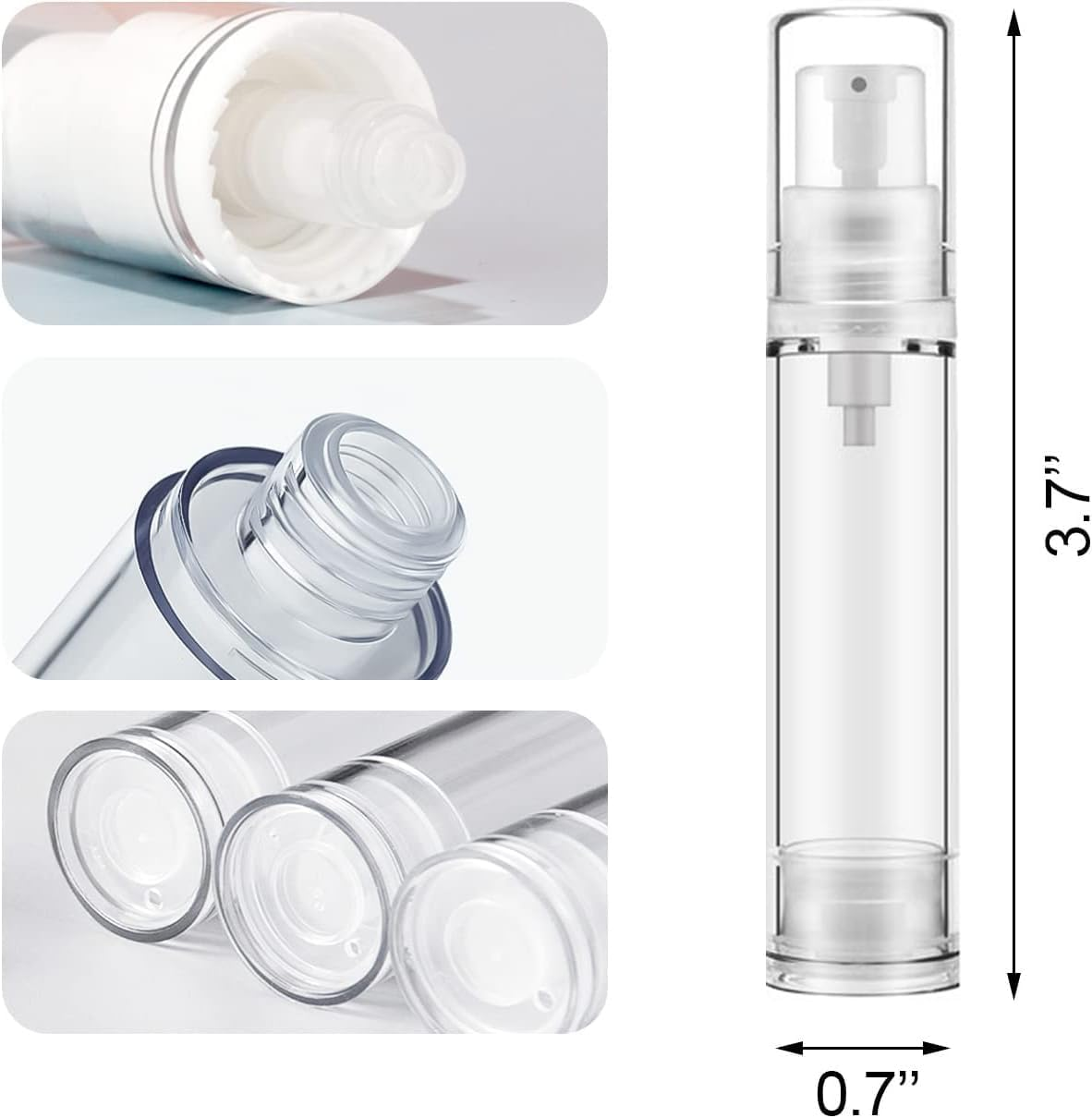 Clear Airless Pump Bottles, 10Ml, Set of 3, Travel Size Refillable Containers for Cosmetics (Lotion Pump) image number 4