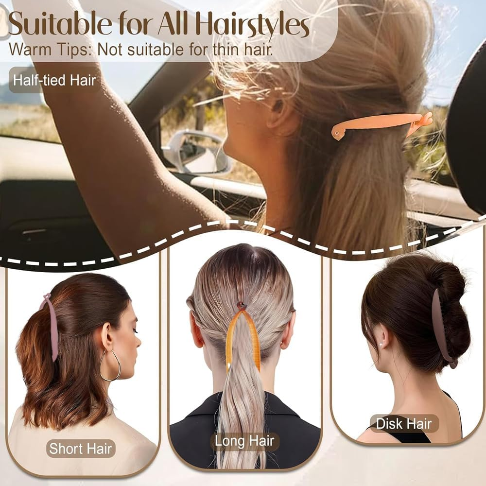 XFSRG Pack of 7 Women'S Oval Banana Comb Twist Clip Pluggable Hair Clips Simple and Refined Elegant Hair Accessories image number 2