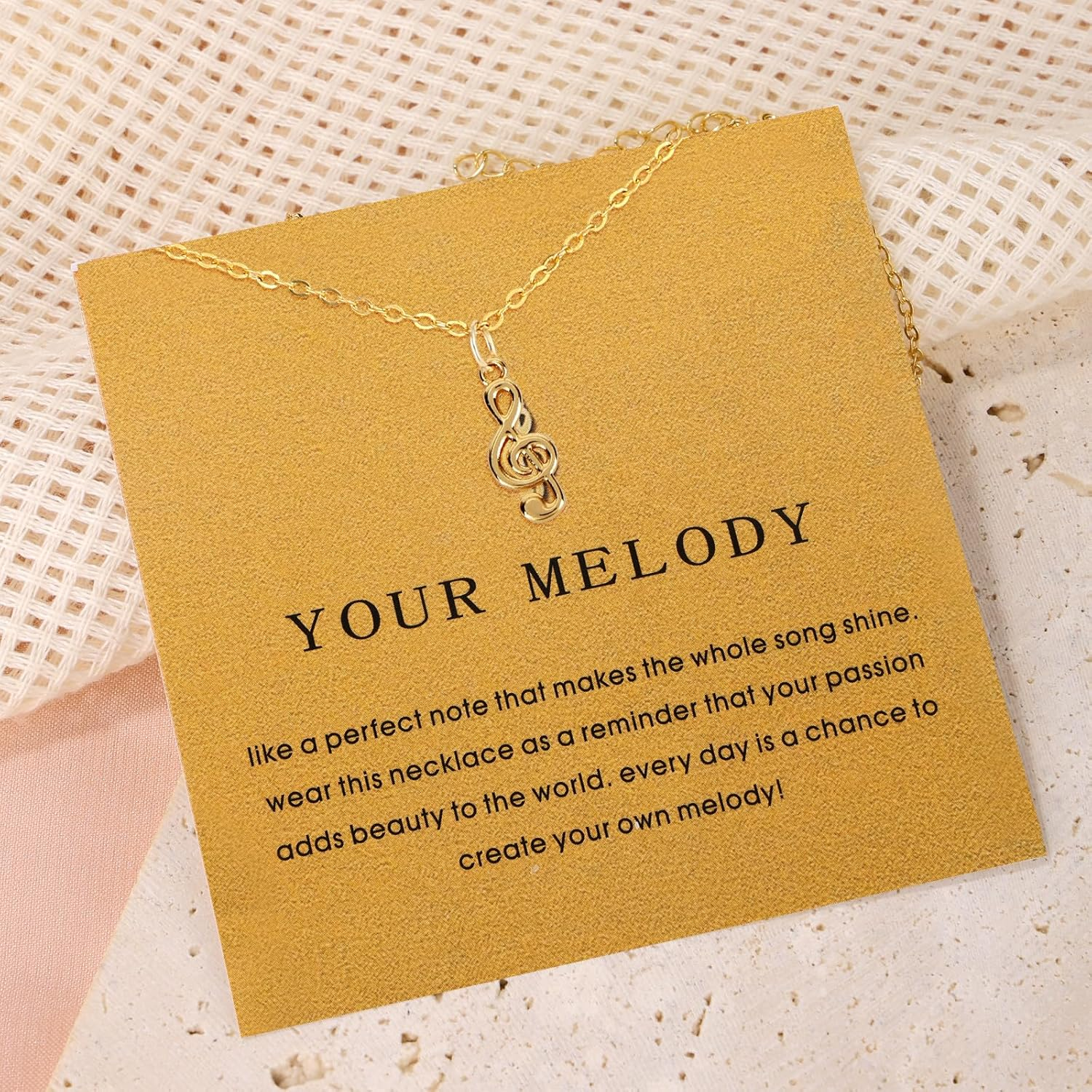 Elegant Music Note Pendant Necklace, Dainty Clavicle Chain with Meaningful Card Musical Jewelry for Women & Music Lovers image number 6