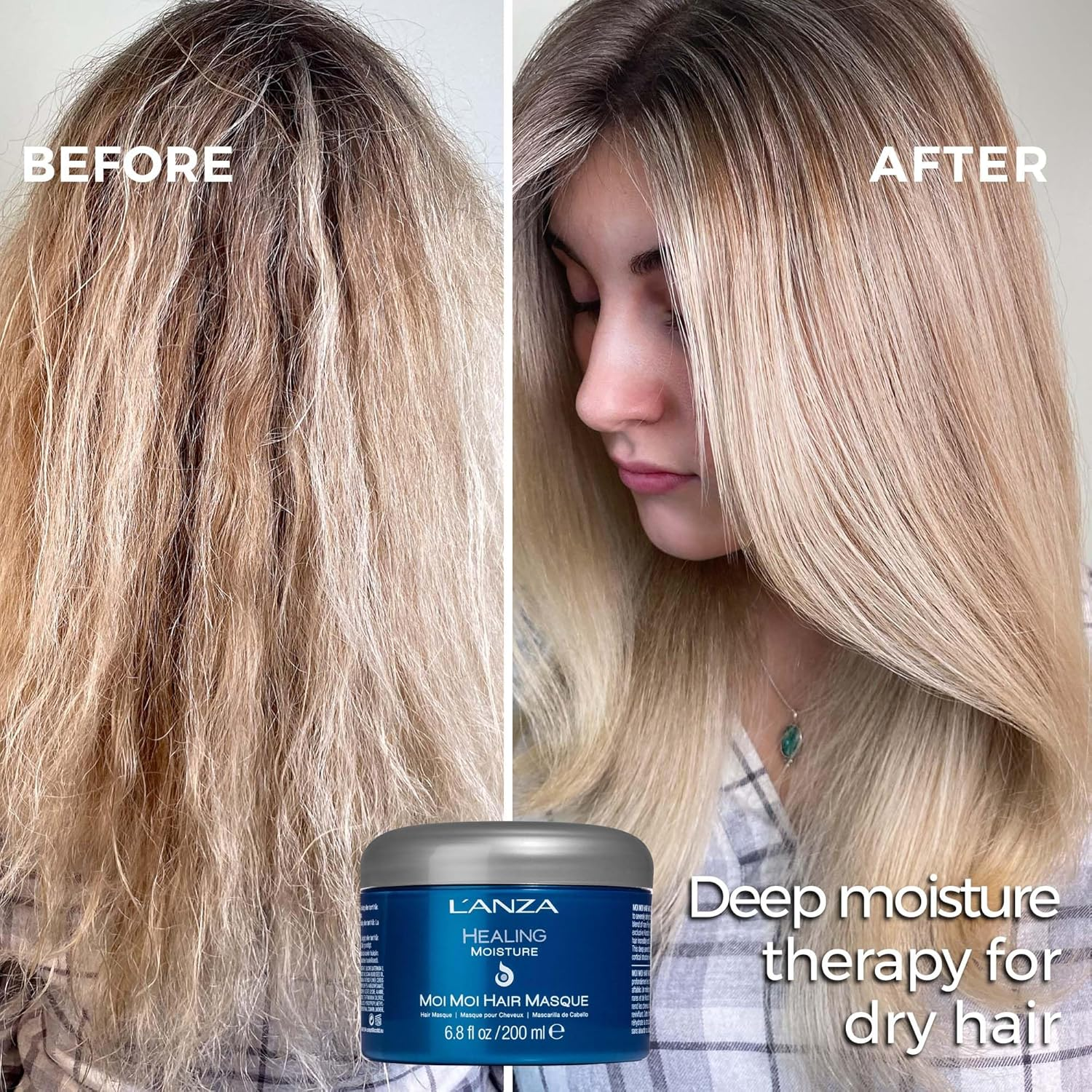 L'ANZA Healing Moisture Moi Moi Hair Masque, Moisturizes and Refreshes Dry and Coarse Hair, Rich with Bamboo Codifying Complex, Sulfate-Free, Paraben-Free, Gluten-Free Formula (6.8 Fl Oz)