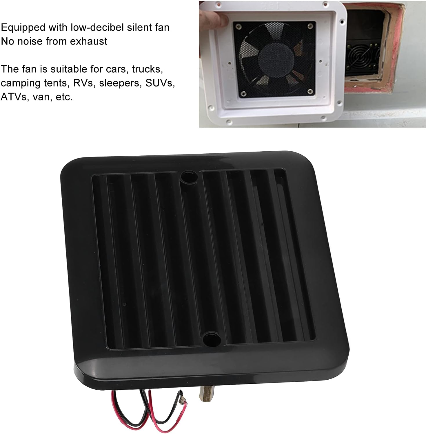 12V RV Roof Vent Fan, Air Vent Ventilation Cooling Exhaust Fan with Motor 7 Blades Strong Wind Type Accessories RV Caravan Fan for Motorhome, Cars, Trucks, Camping Tents, RV image number 3