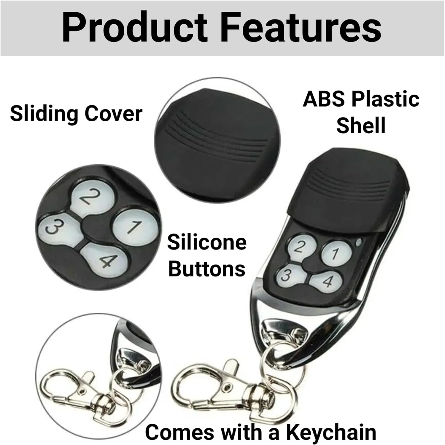 Gate/Garage Remote for PTX4 PTX-4 Garage Door Remote, Work for GDO-2V5 2V6 2V7 4V3 4V4 4V5 4V6 6V1 6V2 7V1 Openers, 433.92Mhz Rolling Code 4-Channel Transmitter (Black, 1 Pack) image number 5