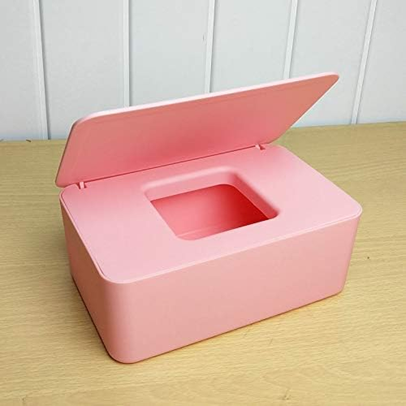 Wipes Dispenser with Sealing Lid &ndash; Refillable Baby Wipes Container & Tissue Holder Keeps Wipes Moist, Large Capacity Wet Wipes Box for Bathroom, Nursery, Home & Travel (Pink) image number 1