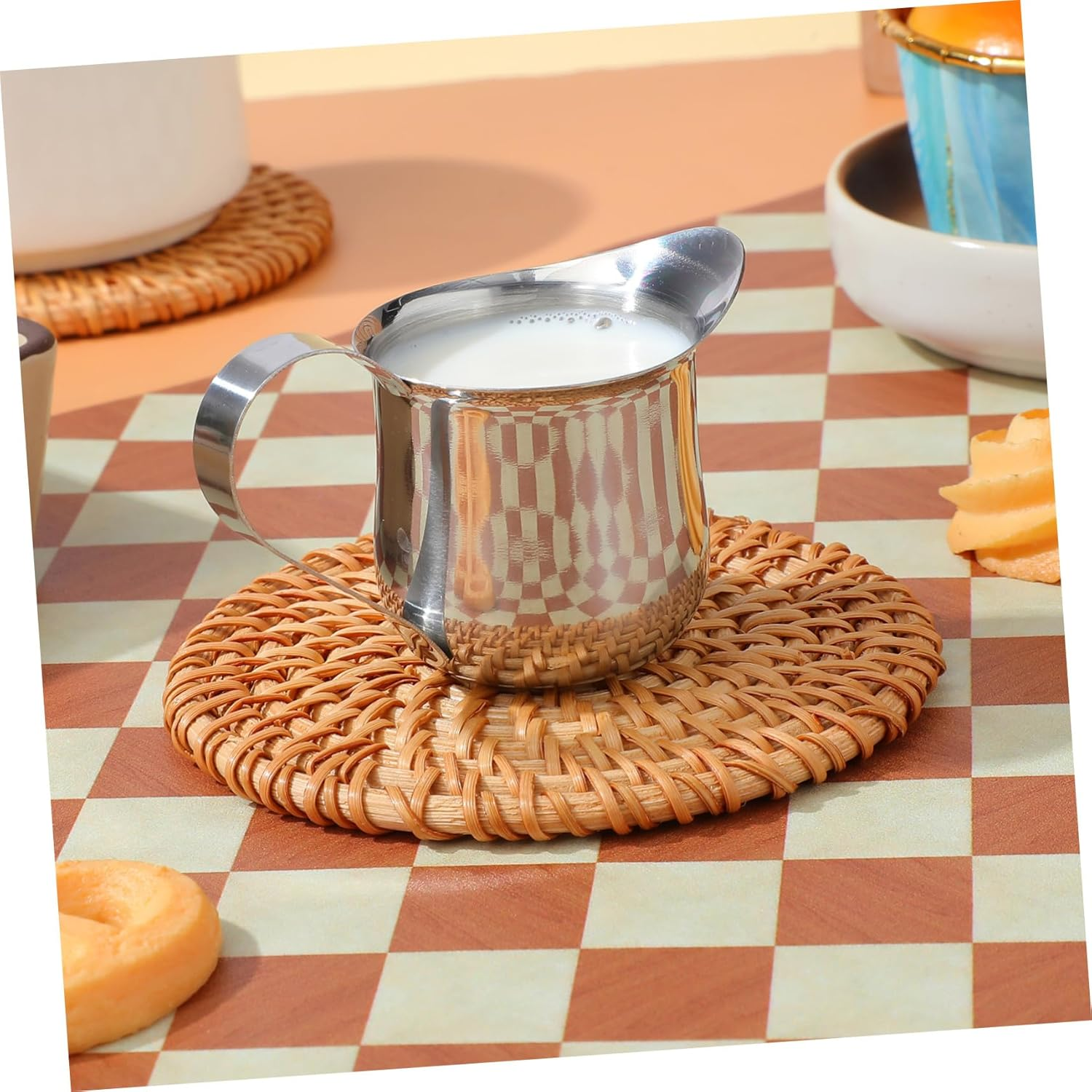 4Pcs Stainless Steel Milk Cups Small Espresso Shots Pitcher for Coffee Frothing Latte Art Serving Condiments Stylish Creamer for Home Bar image number 4