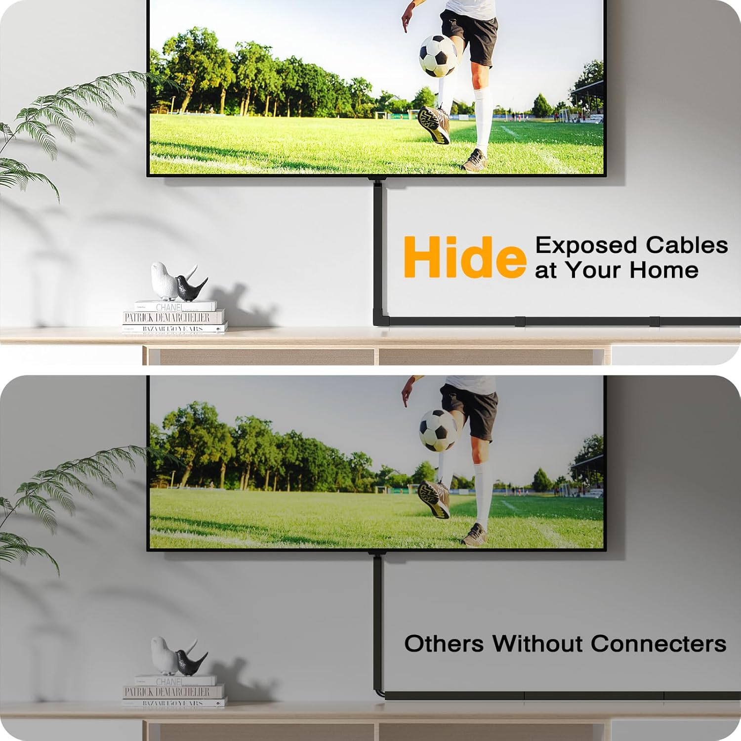 Delamu 157In Cord Hider, Cord Cover Wall Cable Management, Paintable Wire Cover for Cords, Cable Hider Raceway Kit, Cable Cover Concealer, Wire Hiders for TV on Wall, 10 X L15.7 W1.18 H0.6In, Black image number 2