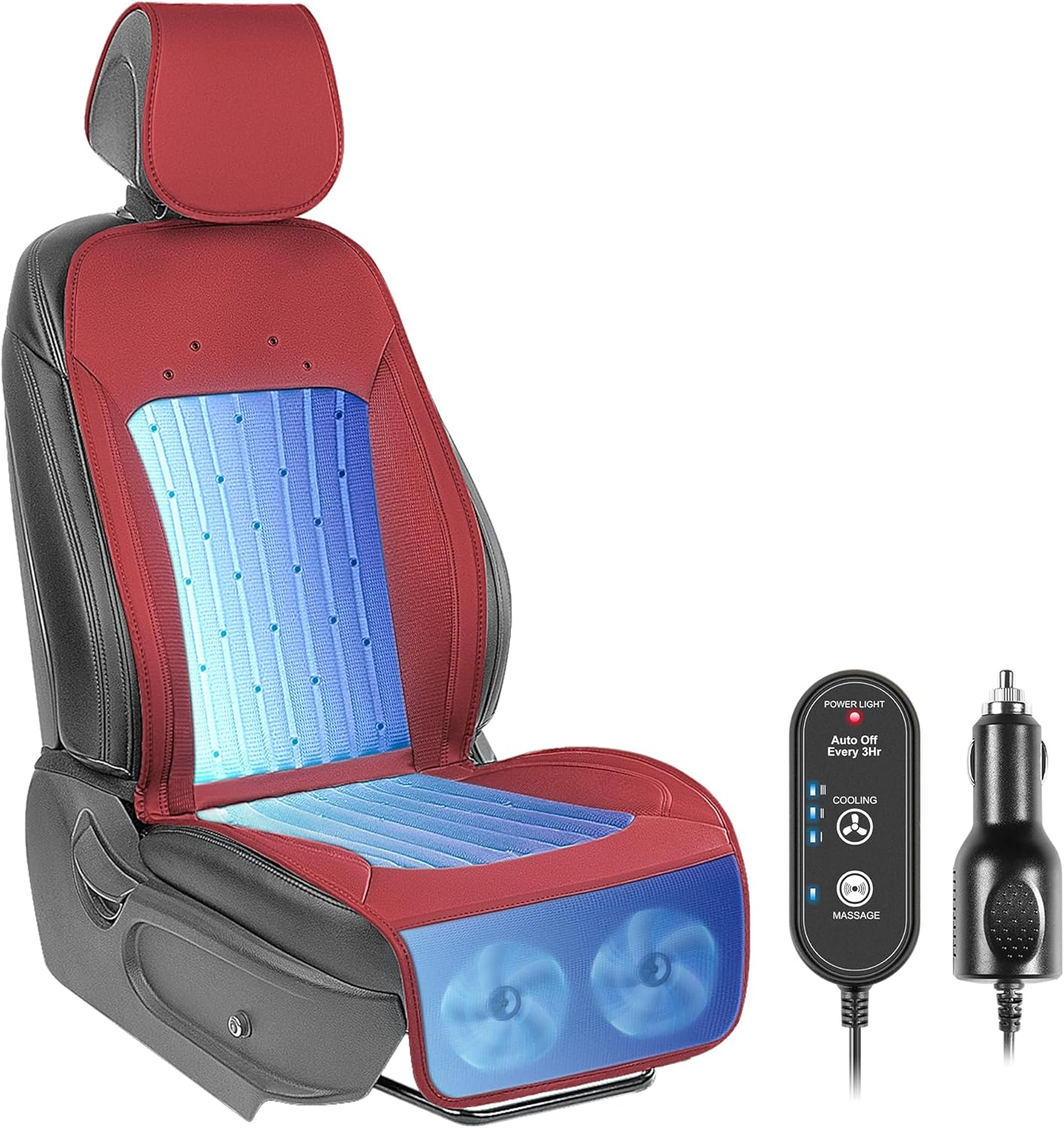 Paffenery 2025 Upgraded Cooling Car Seat Cover Front Seat, 12V-24V Ventilated Cooling Car Seat Cushion, Cooled Seat Cover for Car SUV Truck Universal Fit, Fashion Black