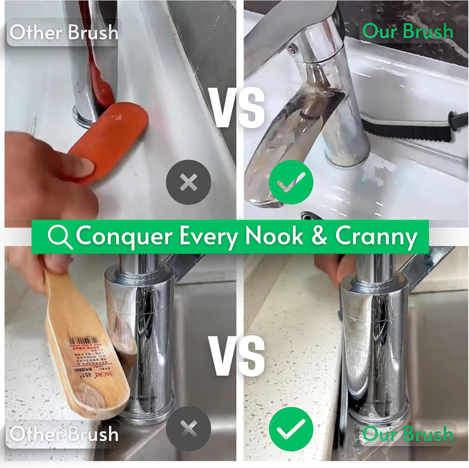 Crevice Cleaning Brush UK 3 Pcs Multifunctional Bathroom Cleaning Brushes for Small Spaces with Long Magic Brush Cleaner Grout Cleaner Brush - Groove Gaps Cleaning Brush (Extreme Wavy) image number 4