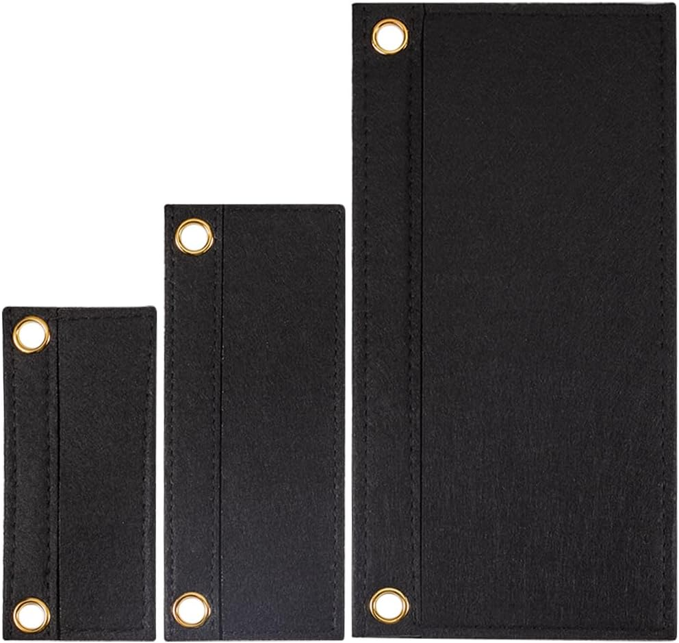 CREATCABIN 3Pcs Black Purse Felt Insert Organizer 3 Sizes Wool Tote Bag Organizer with Eyelet Bag Classic Inner Pocket Storage Multipurpose Handbag for Pochette Envelope Bag Travel Bag Cosmetic Bag image number 1