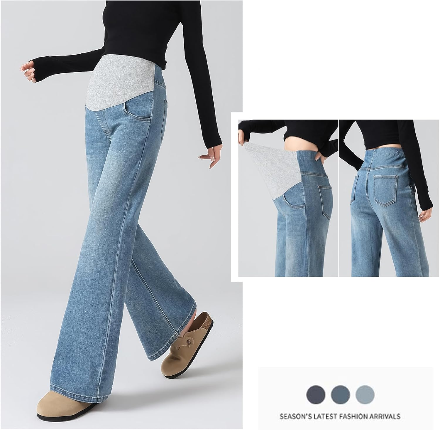 Maternity Jeans with Adjustable Waist - Life Comfort plus Size for Women under 170 Cm Utility Pockets image number 2