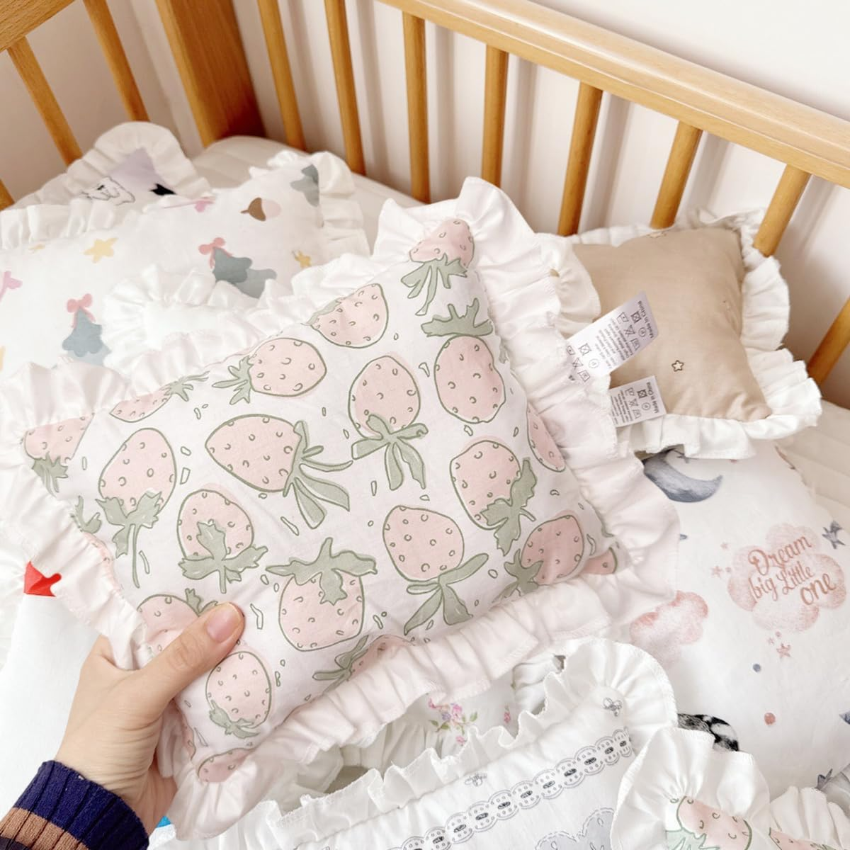 AIMALL 11X13.4 Inch Pure Cotton Lace Small Dog Pillow, Double-Sided Pet Sleeping Cushion for Cats and Dogs, Soft Plush and Breathable Cotton Design - Purple Rabbit image number 5