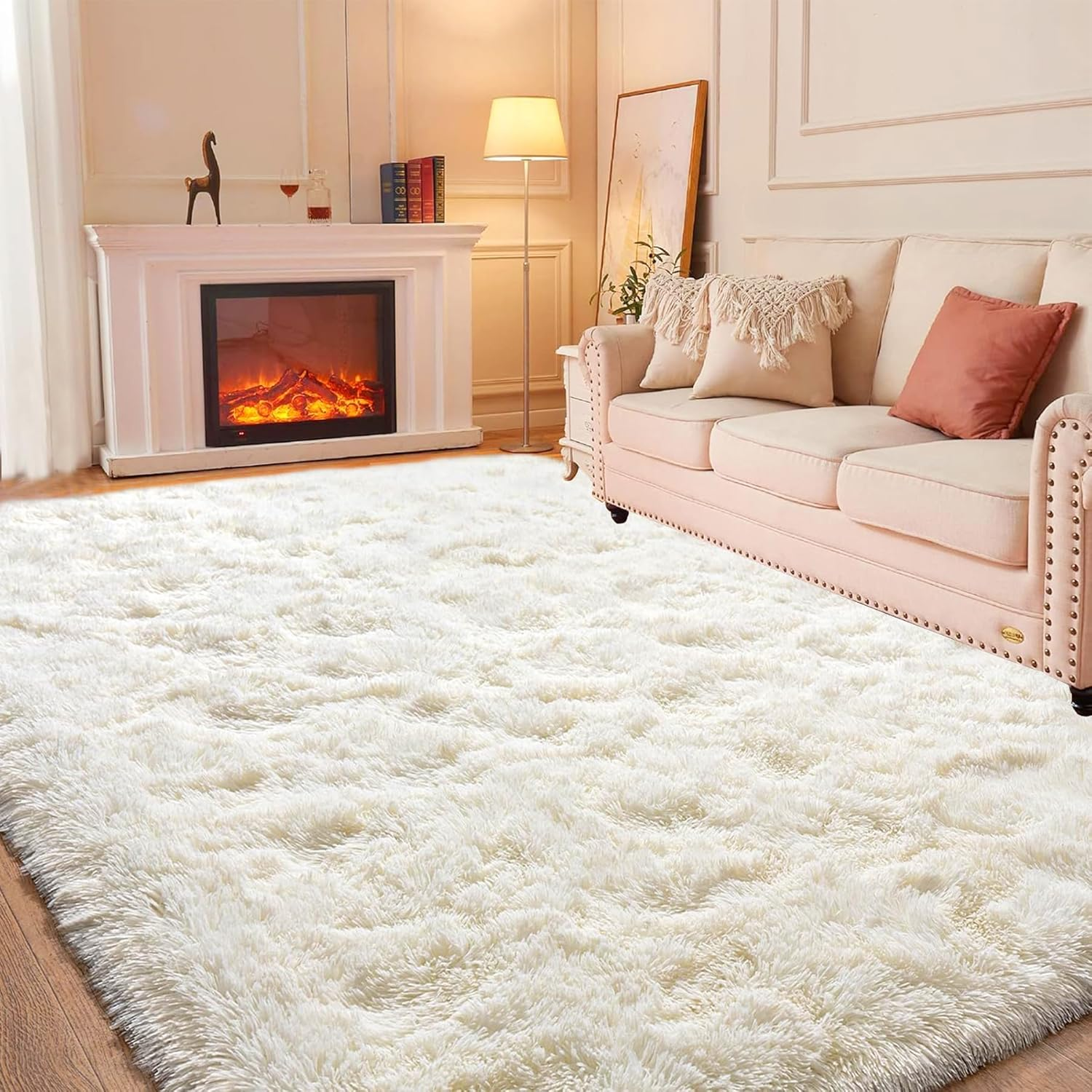 Fluffy Area Rugs for Bedroom Living Room, Anti-Slip Fuzzy Shaggy Soft Plush Carpet, 140X200Cm Indoor Solid Color Floor Rug for Kids Girl Boy Playroom Home Dorm Decor Aesthetic (Grey, 200X140Cm)