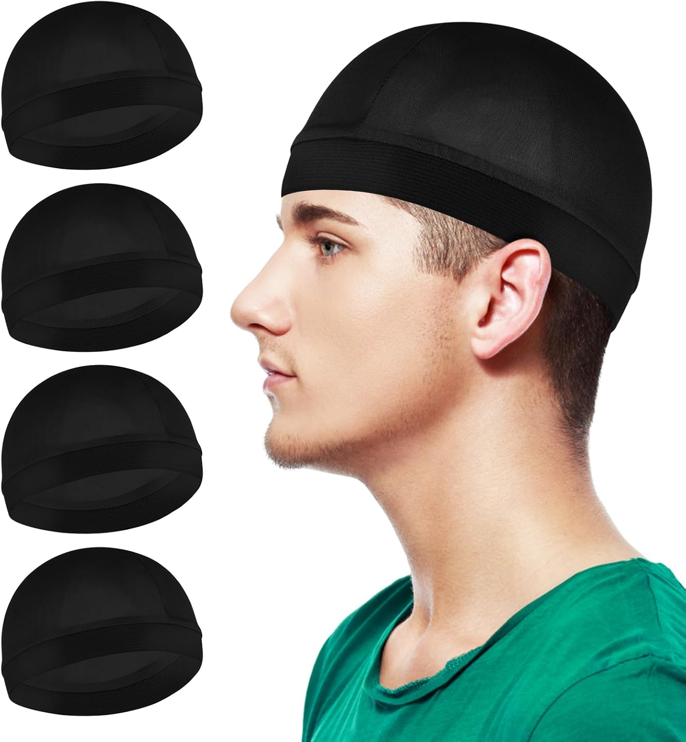 Silky Bonnet for Men, Wave Cap Satin Silk Hair Bonnet for Sleep, Durags Elastic Band Wave Caps for 360 540 720 Waves