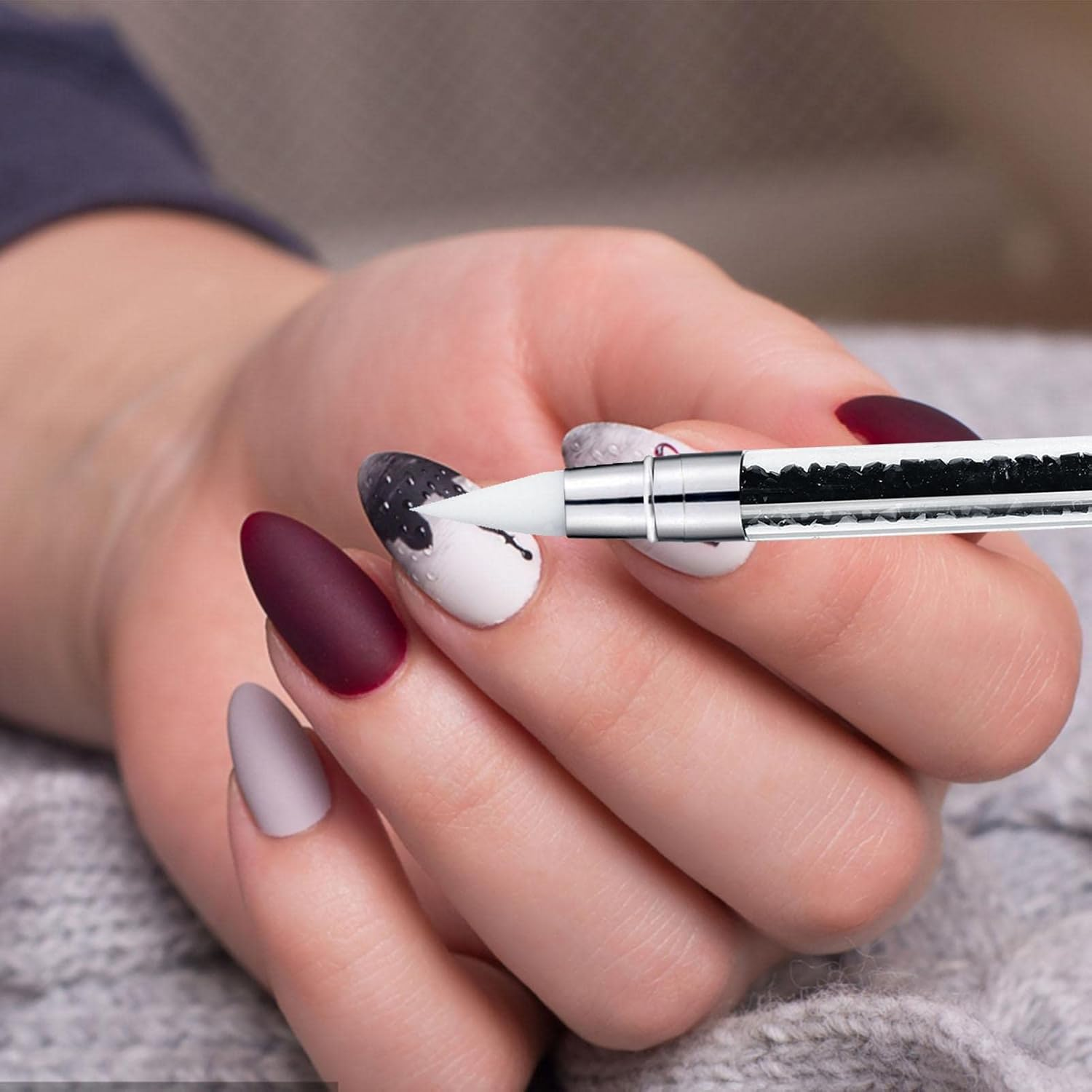 Silicone Nail Tool, Silicone Nail a Rt Brush, D Ual Tipped Nail a Rt Brushes, Silicone Nail a Rt Sculpture Pen, Nail Polish Carving Pen, Nail a Rt Brush for Salon Use and D IY Nail a Rt - 2 image number 3