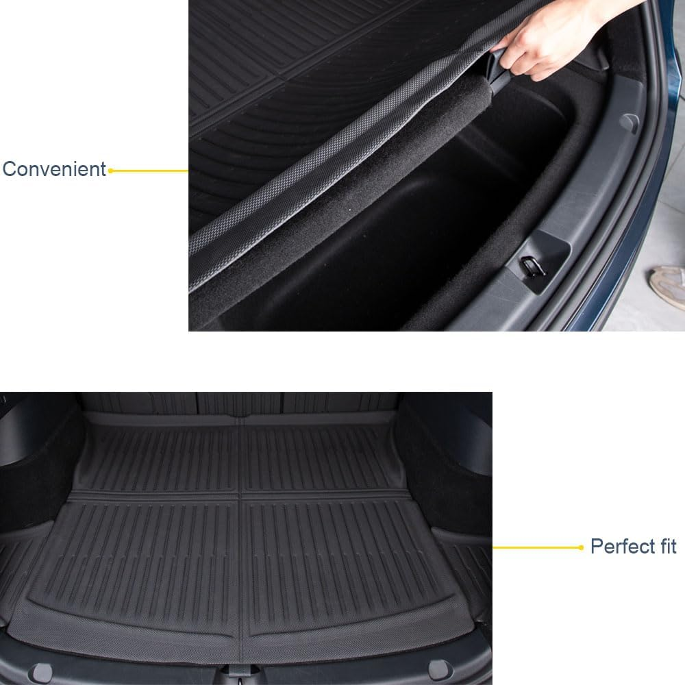 LZCUMIN for New Tesla Model Y Juniper 2025 XPE 3D Floor Mats Trunk Floor Mats & Cargo Liners Second Row Seat Back Mats High Performance Waterproof, Wrinkle Resistant, and anti Slip（Au RHD 9 Piece Set image number 6