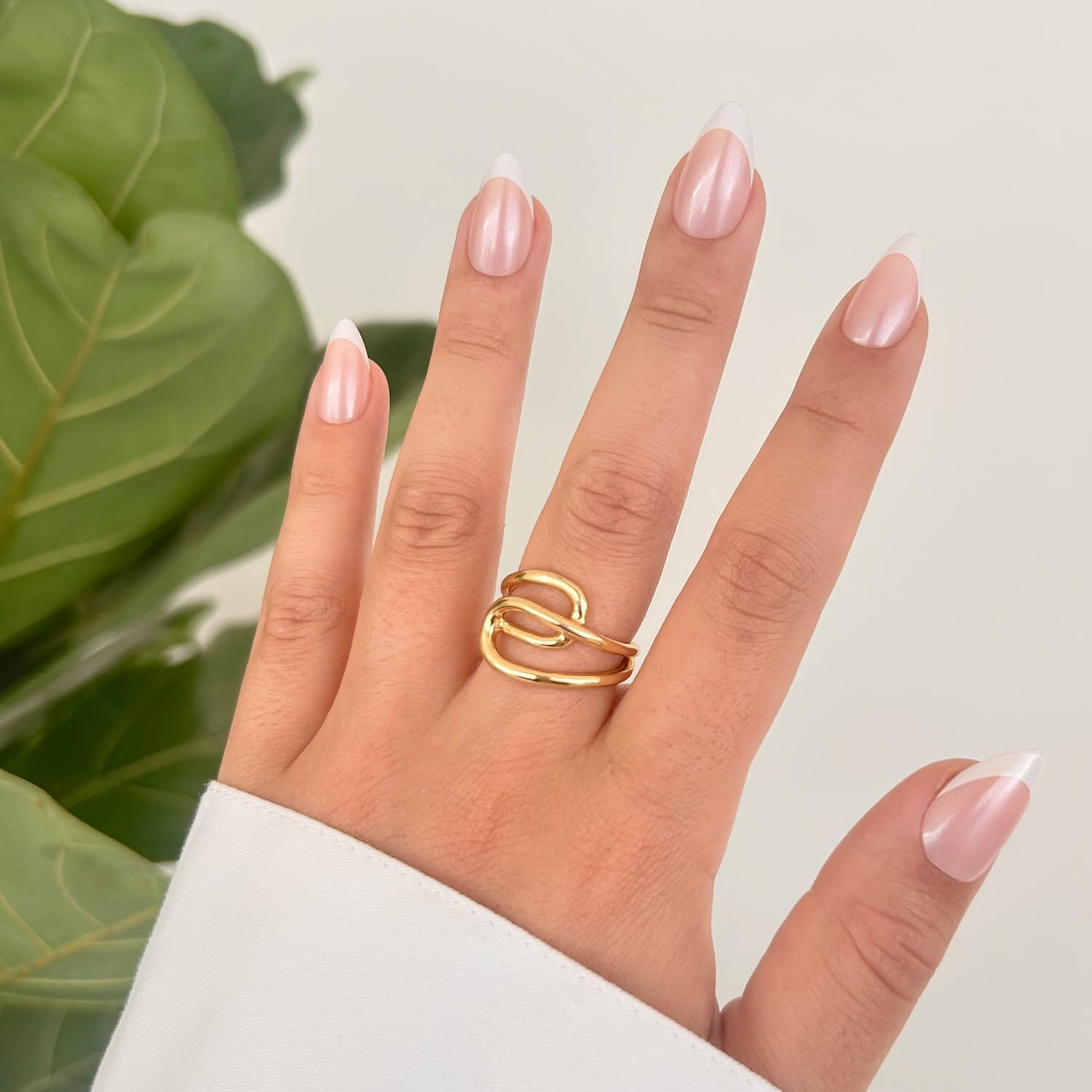 NKA Press-On Nails Kit, 30 Soft Acrylic Nails in 15 Sizes with Nail Glue, Sticky Tabs, Prep Tools & Reusable Case &ndash; Long-Lasting, Salon Look, Glazed French Almond image number 1