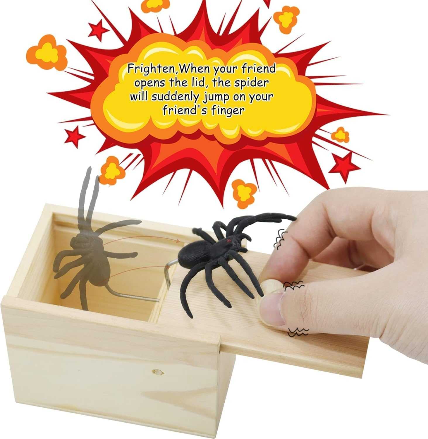 WADY Rubber Spider Trick Box, Fun Spider Money Surprise Box, Spider Prank Box, Spider Box Prank, Handmade Wooden Trick Surprise Box Spider Hidden in One Box Trick Toys image number 4