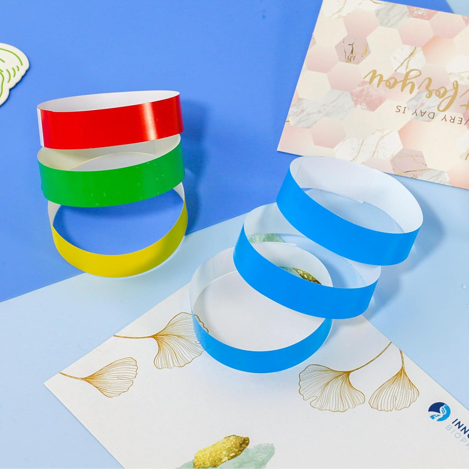 500 Pcs Paper Wristbands for Events,Waterproof Paper Bracelets Lightweight Concert Event Wristbands Wrist Party Bands Armbands for Events Festivals(Blue) image number 6