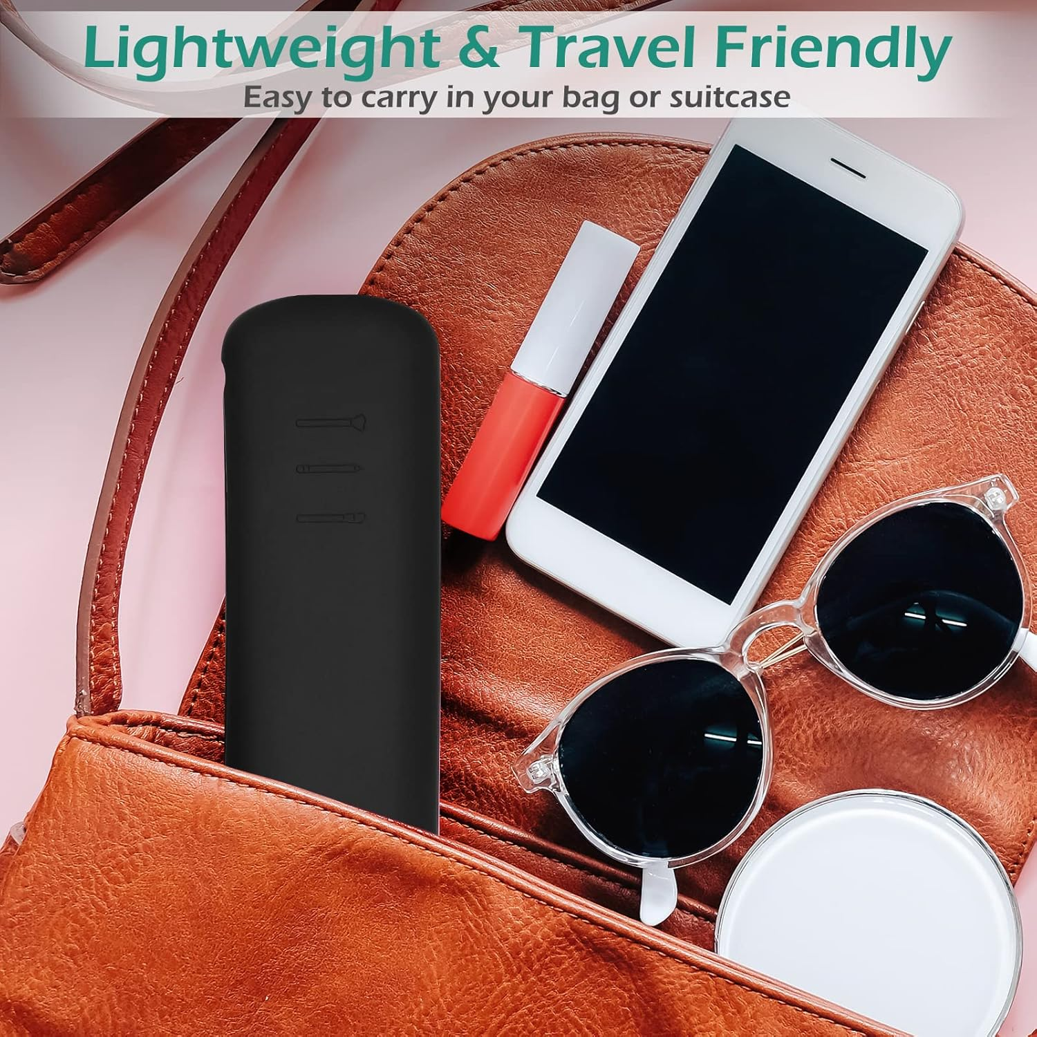 Geeric Silicone Cosmetic Bags, Travel Makeup Brush Holder Portable Cosmetic Face Brushes Organizer for Travelling Lightweight Makeup Brush Case Pouch Holder for Woman Black