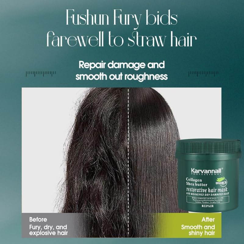 Karvannall Professional Collagen Shea Butter Restorative Hair Mask, 500Ml, for Weakened Dry Damaged Hair, Sulfate Paraben Free image number 4