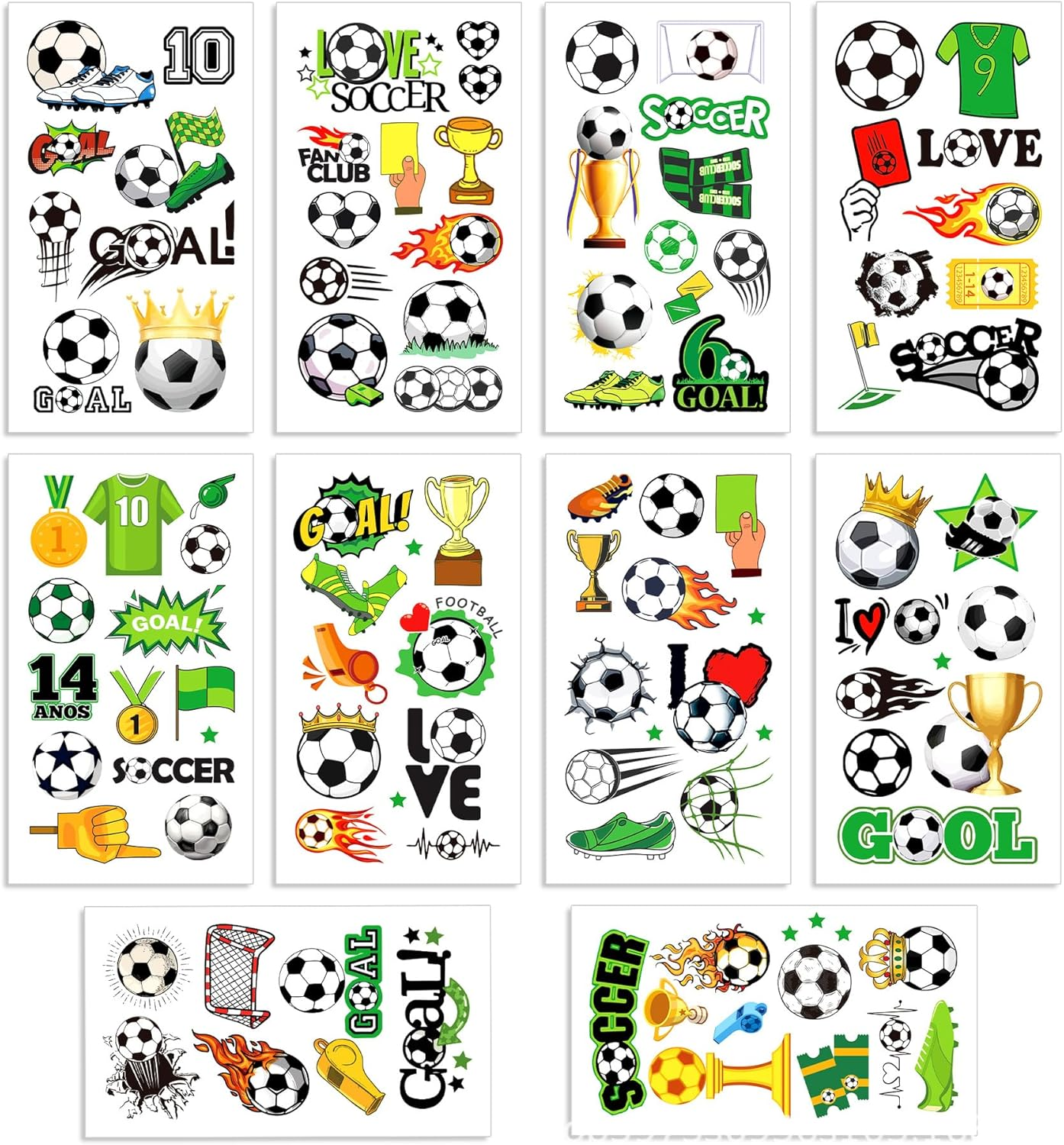 TIAMORK 10 Sheets Soccer Sport Temporary Tattoos &ndash; Sports Theme Birthday Party Favors & Decorations, Fun Football Stickers for Kids Boys Girls, Classroom Gifts & School Rewards image number 4