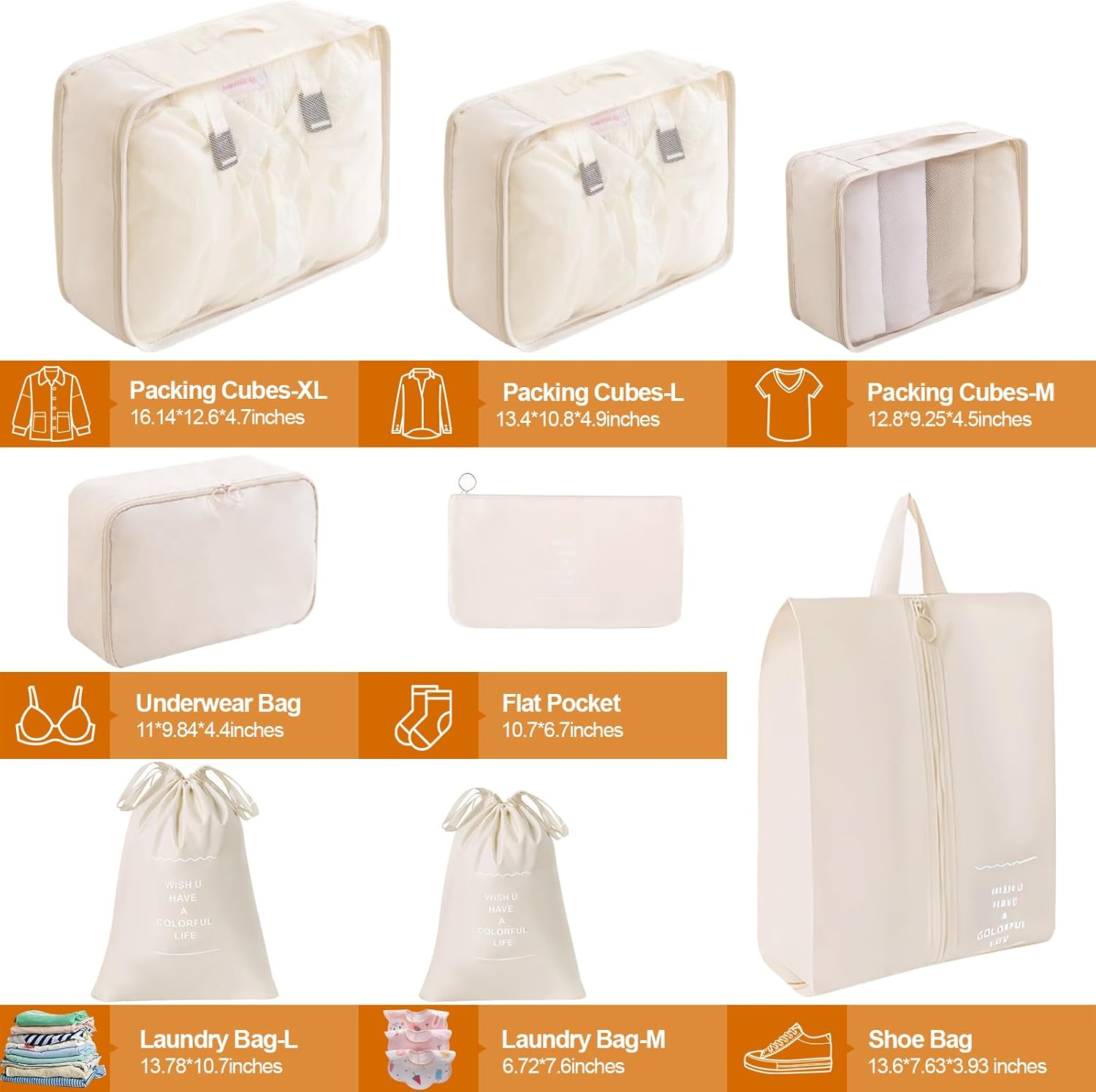 8-Piece Compression Packing Cubes for Travel,H HOME-MART Luggage Organizers with Breathable Mesh, Durable Travel Essentials Bags for Suitcases & Family Vacations - Navy Blue image number 6