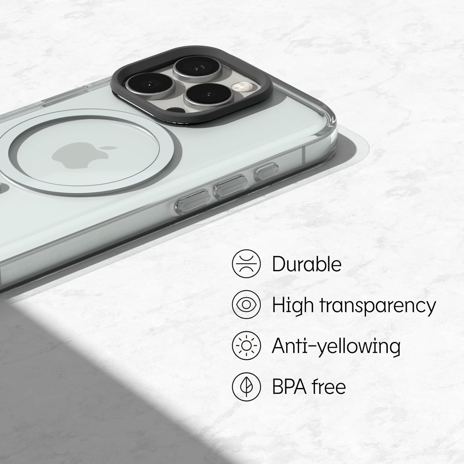 Rhinoshield Clear Case with Camera Control Capture Button Compatible with Magsafe for Iphone 16 | Superior Magnetic, Advanced Yellowing Resistance, Protective Phone Case - Black Camera Ring image number 5