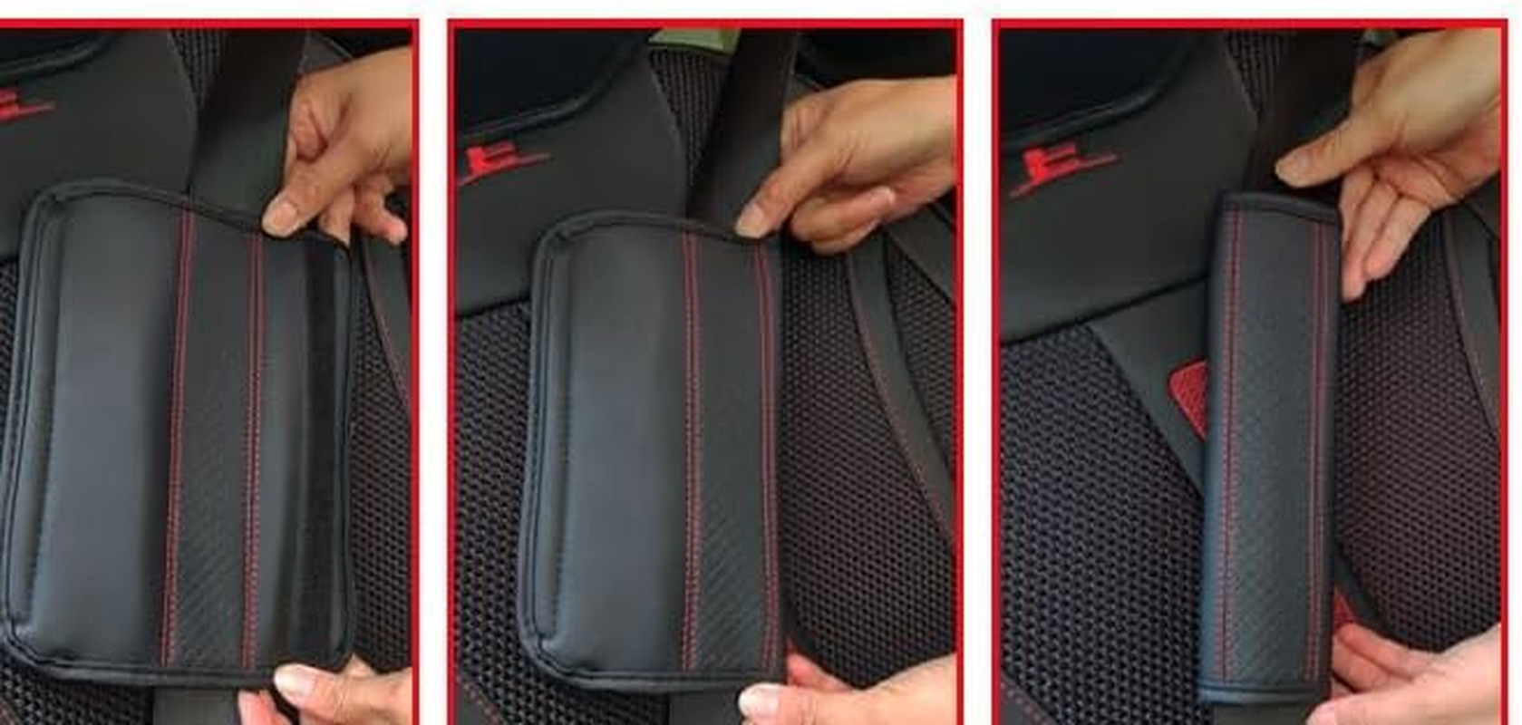 2PCS Car Seat Belt Cover, Soft Shoulder Strap Covers Harness Pads, Safety Leather Seatbelt Comfort Driving Cushion Protect Your Neck and Shoulder Universal for Car, SUV (Black/Red, 6.5 * 23Cm) image number 4