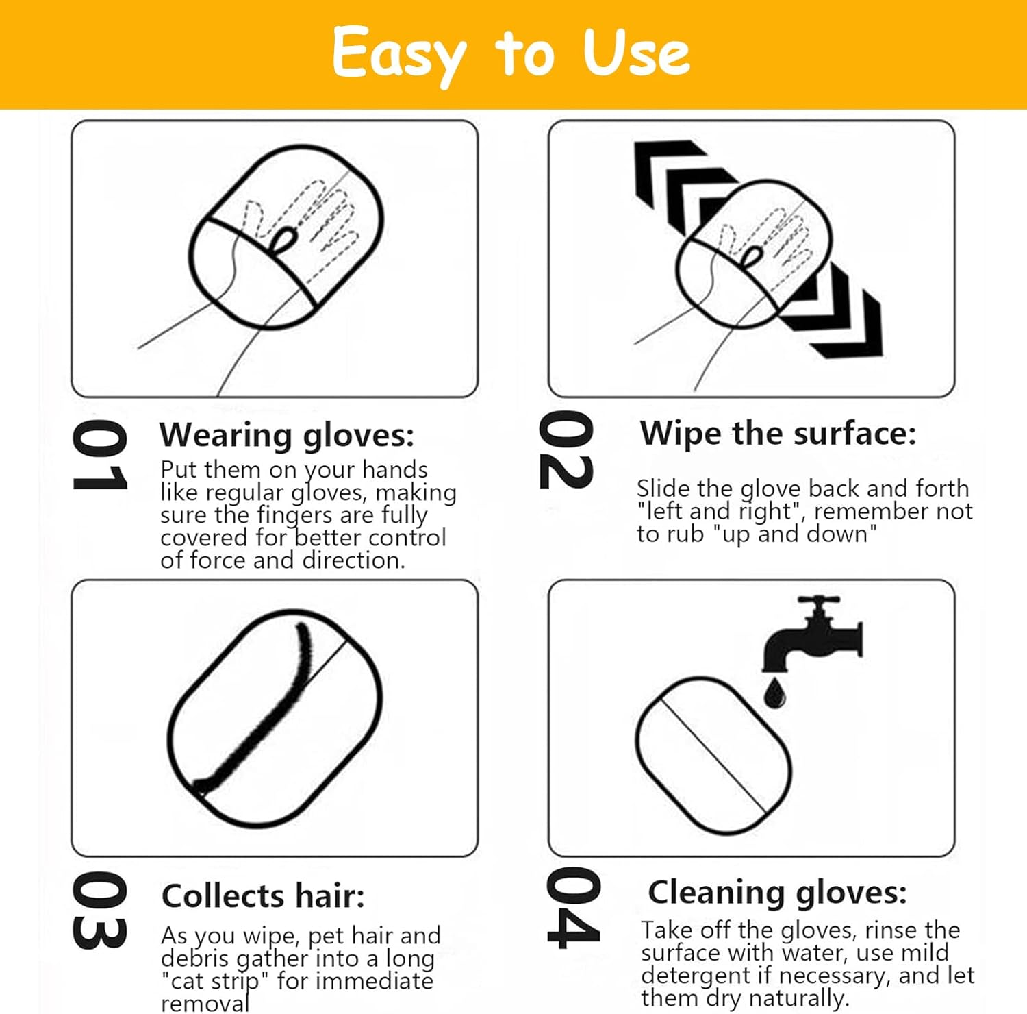 Haakhui 2 Packs Pet Hair Remover Gloves, Upgrade Reusable Double Sided Electrostatic Pet Hair Remover,Good for Cleaning Furniture and Clothing Pet Hair image number 4