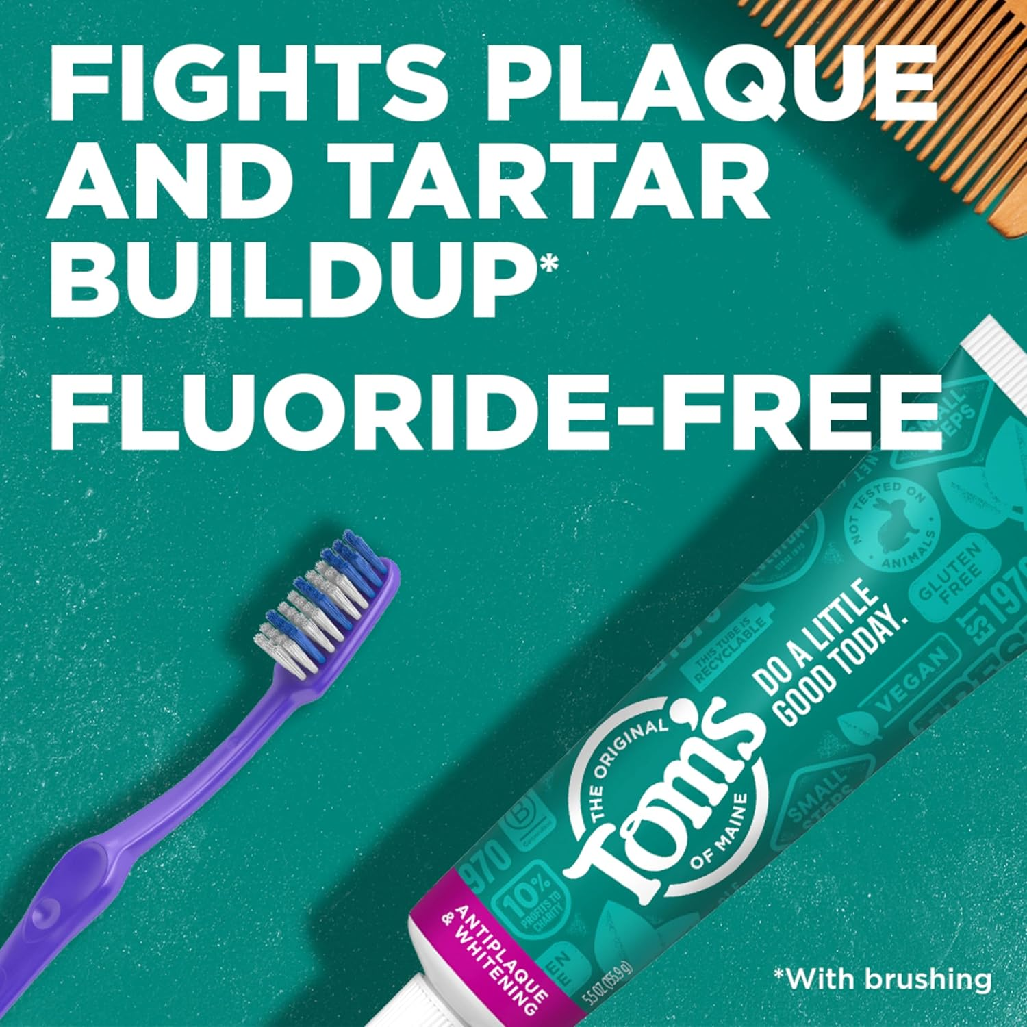 Tom'S of Maine Antiplaque and Whitening Fluoride-Free Toothpaste, Peppermint, 5.5 Oz., Pack of 2 image number 6