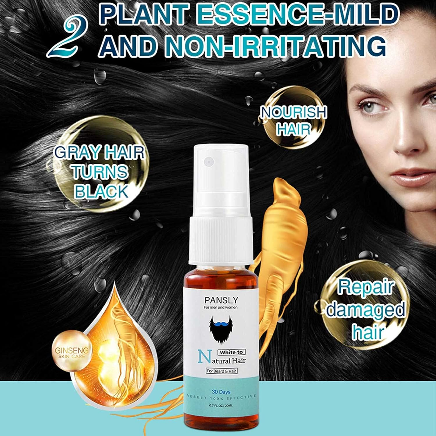 LAPOOH 20Ml White to Natural Hair for Beard & Hair Anti-Hair Loss Repair Damaged Hair image number 6