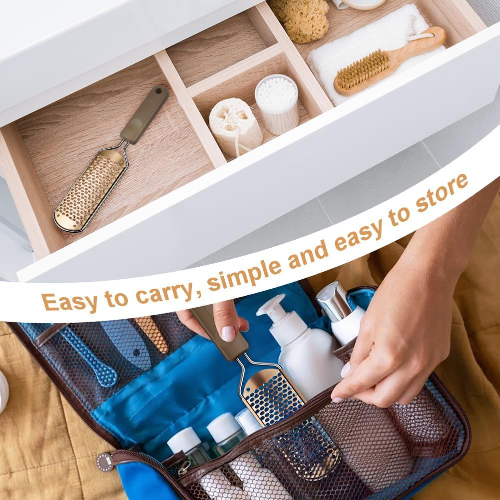 Alaoo Callus Remover, Callus Rasp, Foot File Pedicure, Callus Oble, Stainless Steel Foot File for Callus Removal, Dead Skin, File for Foot Care with Double Feet (Rose Gold) image number 4