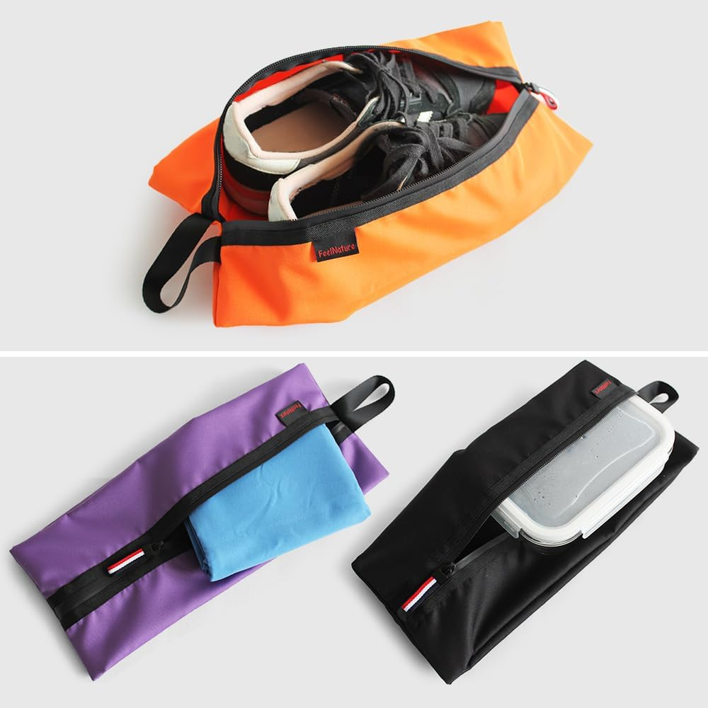 Travel Shoe Bag for Men and Women Water-Resistant Shoe Storage Organizer with Zipper Closure - Black image number 4