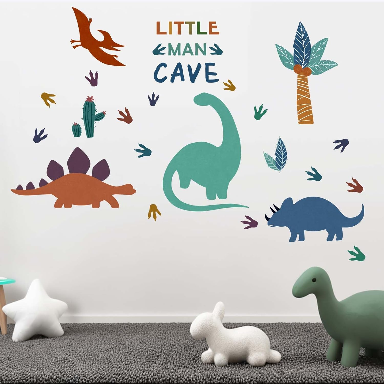 Amimagen Dinosaur Wall Decals - Tropic Tree Dino Wall Stickers - Nursery Kids Baby Boys Room Daycare Bedroom Playroom Wall Decor image number 3